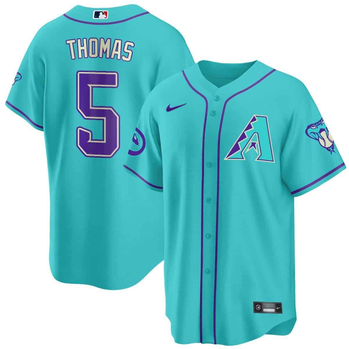 Men Arizona Diamondback #5 Thomas Light Blue Nike 2024 Teal Purple MLB Jersey style 2->indianapolis colts->NFL Jersey